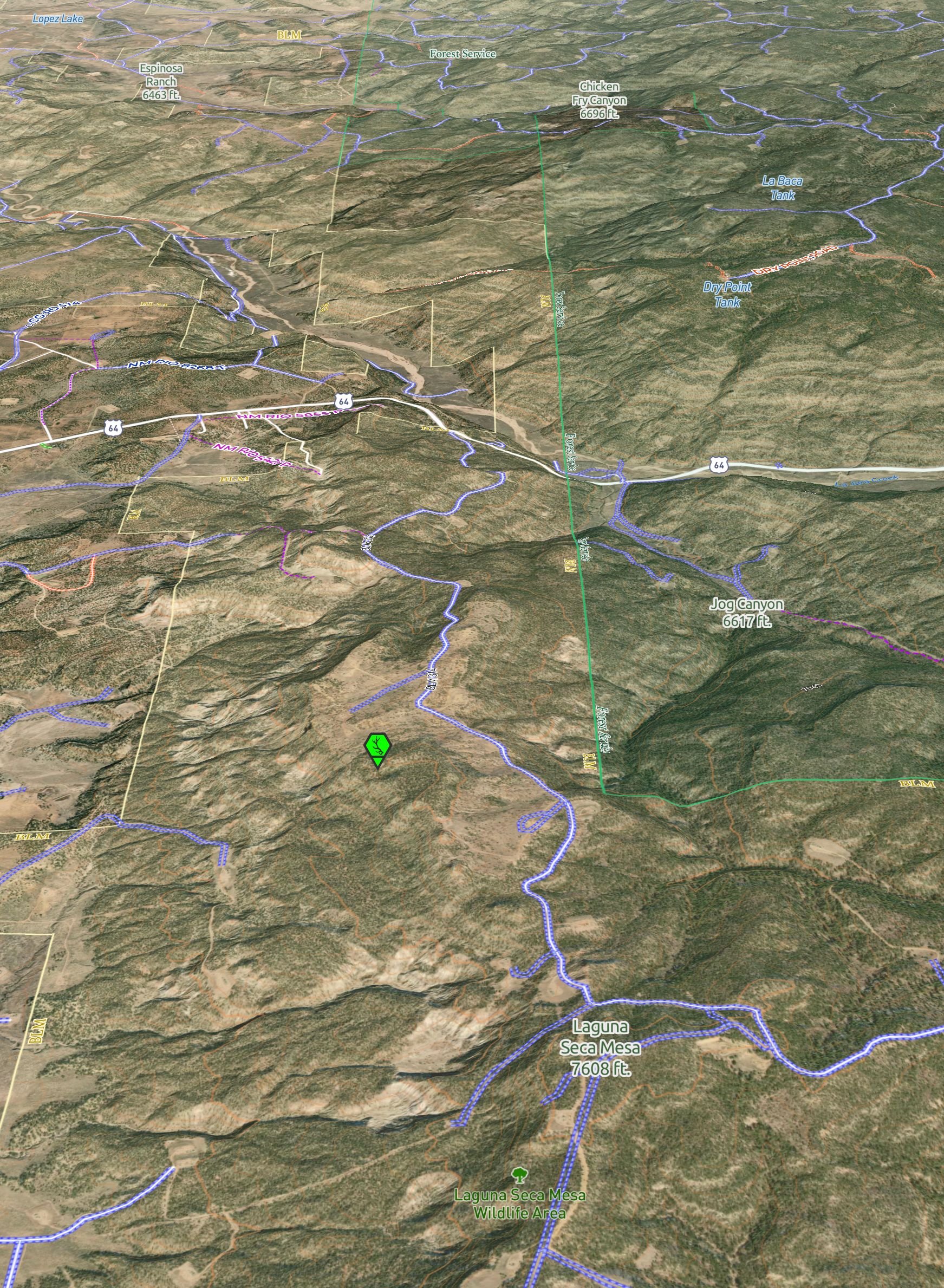 Offline 3D Satellite Map with UnPaved™ Off-roads and Trails layer - Scout To Hunt App