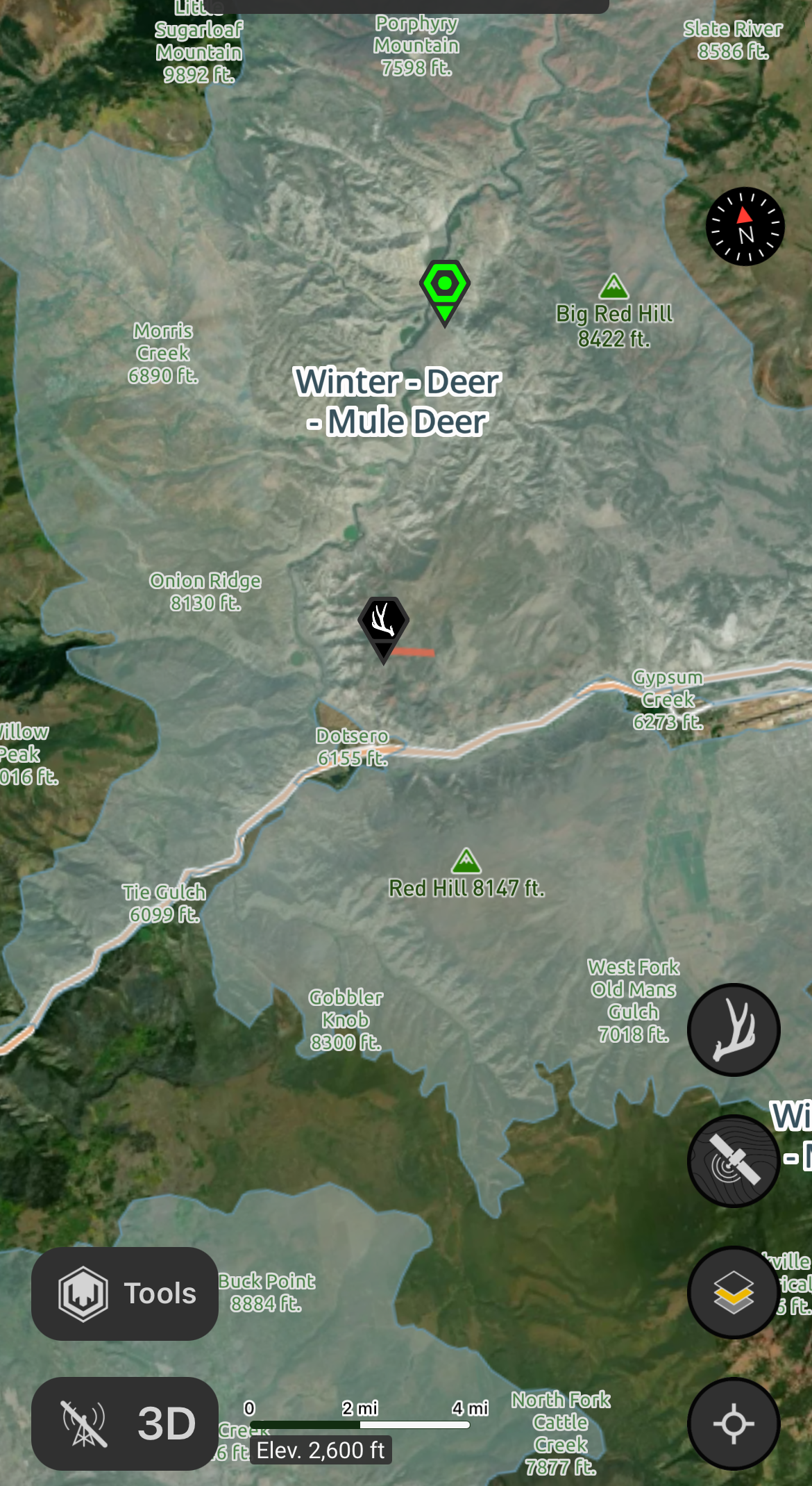 Offline 3D Maps - Mule Deer Winter Range Layer | Scout To Hunt App