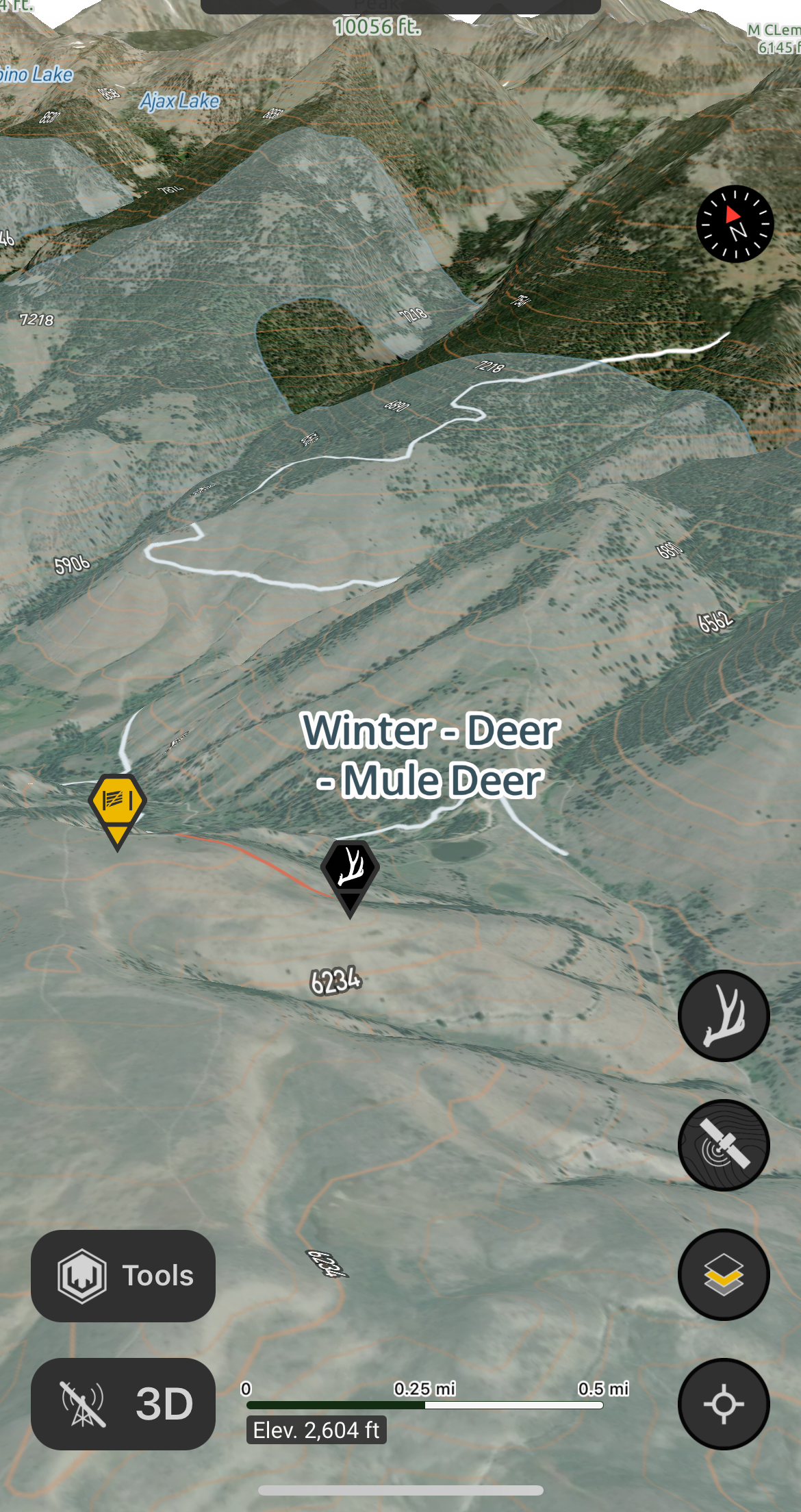 Offline 3D Maps - Mule Deer Winter Range Layer | Scout To Hunt App