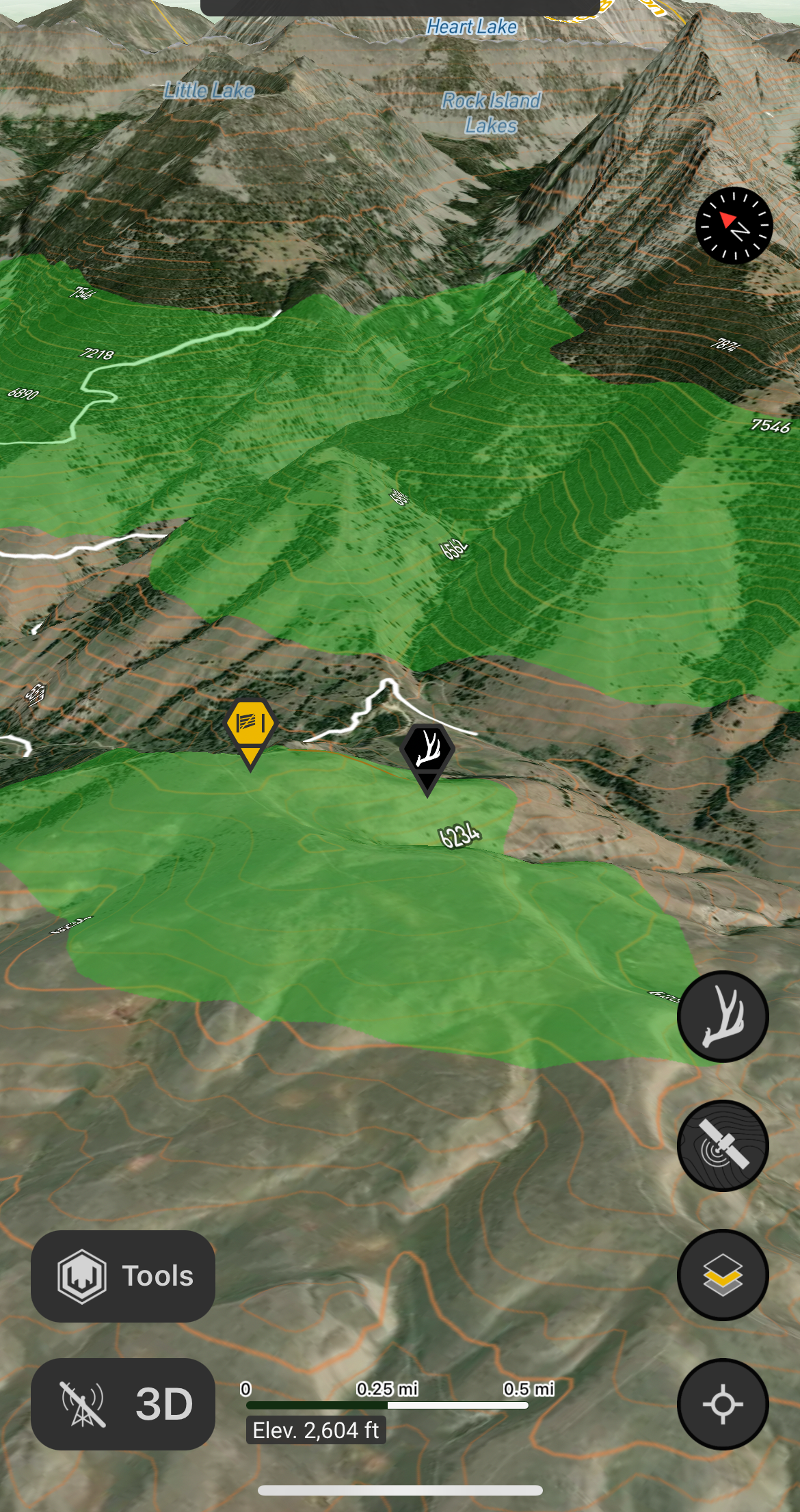 Offline 3D Maps - Elevation Bands Layer | Scout To Hunt App